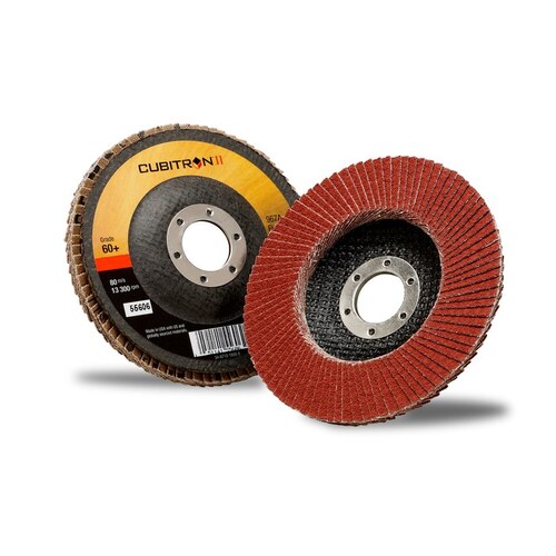 967A Series Type 27 Flap Disc, 4-1/2 in Dia, 60+ Grit, Medium Grade, 13300 rpm, Maroon