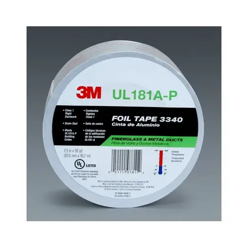 3M 7811 3340 2-1/2 in. x 50 yds. Silver 4.0 mil Foil Tape