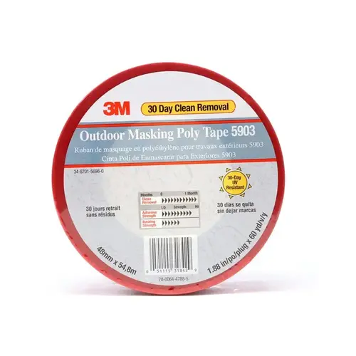5903 Series Outdoor Masking Poly Tape, 54.8 m x 48 mm, Red