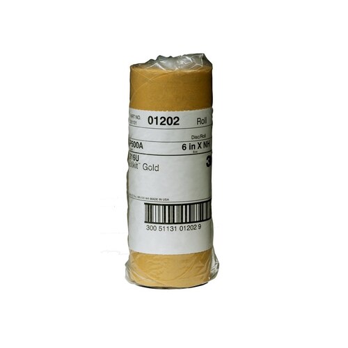 216U Series Abrasive Disc Roll, 6 in Dia, P500 Grit, PSA, Gold