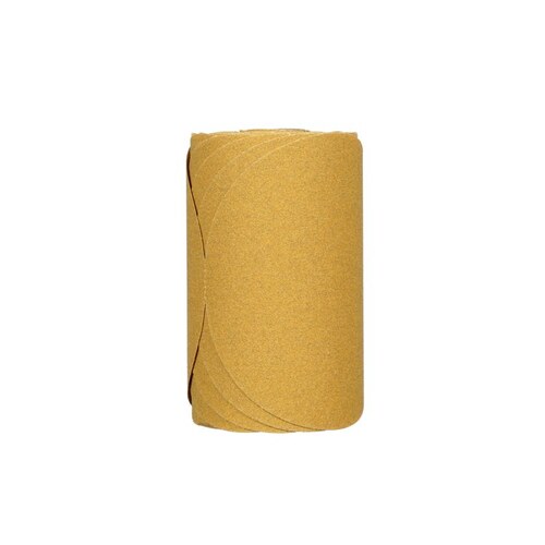 236U Series Abrasive Disc Roll, 6 in Dia, P80 Grit, PSA, Gold