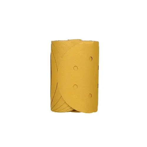 255L Series Dust Free Abrasive Disc Roll, 6 in Dia, P80 Grit, PSA, Gold