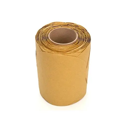 236U Series Abrasive Disc Roll, 8 in Dia, P80 Grit, PSA, Gold