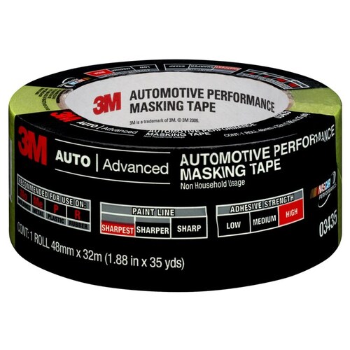 0 233+ Series Automotive Performance Masking Tape, 32 m x 48 mm, Green