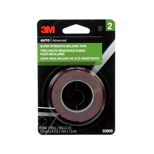 3M 3609 0 Double Sided Super Strength Molding Tape, 5 ft x 1/2 in, 1.54 mm THK, Red