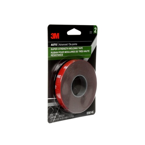 0 Double Sided Super Strength Molding Tape, 15 ft x 1/2 in, 1.54 mm THK, Black