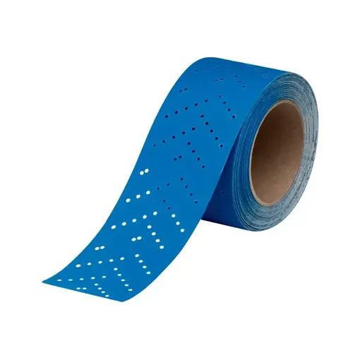 321U Series Multi-Hole Abrasive Sheet Roll, 2-3/4 in W x 13 yd L, 500 Grit Blue