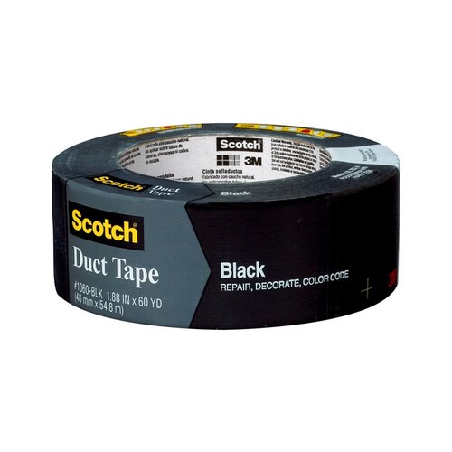 SCOTCH 98212 Duct Tape, 60 yd L, 1.88 in W, Black