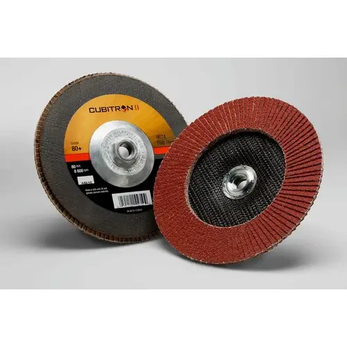 967A Series Flap Disc, 7 in Dia, 80+ Grit, Medium Grade, 8600 rpm, Maroon