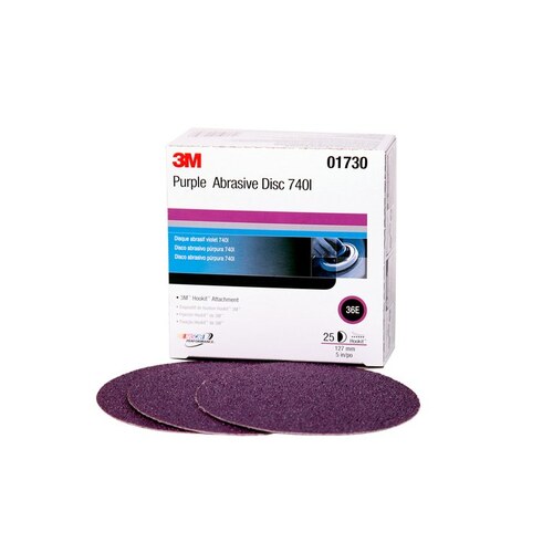 0 740I Series Coated Abrasive Disc, 5 in Dia, 36 Grit, Very Coarse Grade, Purple