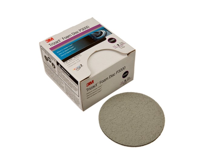 Trizact 2096 0 Abrasive Disc, 5 in Dia, 3000 Grit, Hook and Loop, Gray