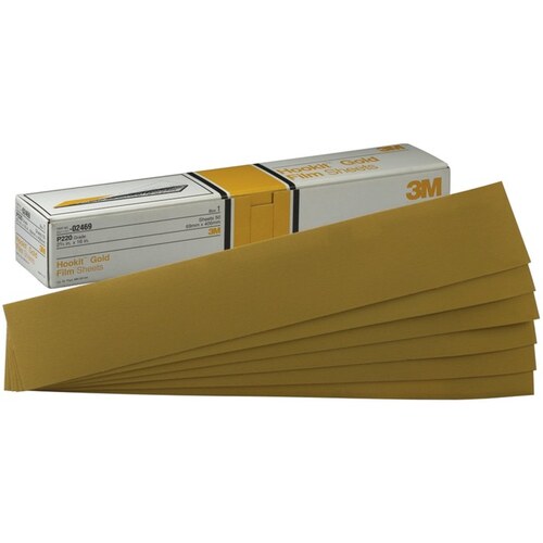 0 216U Series Coated Abrasive Sheet, 2-3/4 in W x 16 in L, P220 Grit, Coarse Grade, Gold, Dry