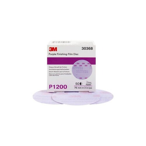 260L Series Abrasive Disc, 3 in Dia, P1200 Grit, Hook and Loop, Purple