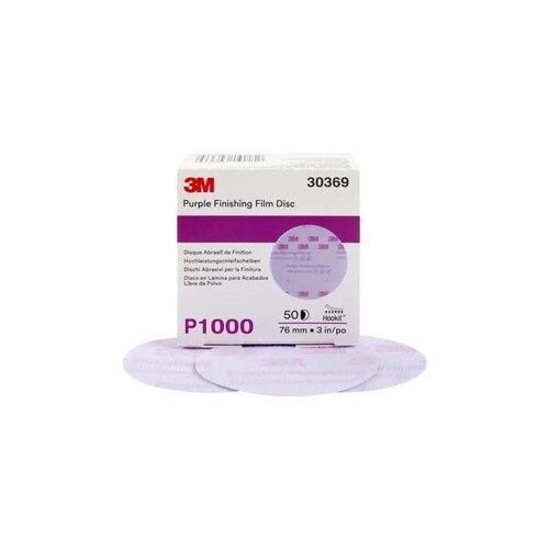 260L Series Abrasive Disc, 3 in Dia, P1000 Grit, Hook and Loop, Purple