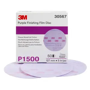 3M 30567 260L Series Abrasive Disc, 5 in Dia, P1500 Grit, Hook and Loop, Purple