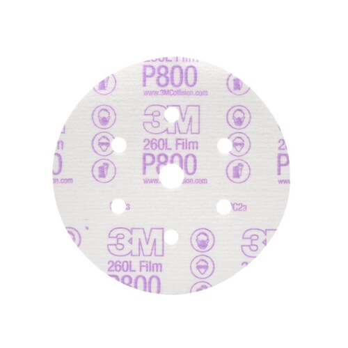 1070 Coated Aluminum Oxide White Hook & Loop Disc - Film Backing - P800 Grit - Super Fine - 6" Diameter - pack of 100