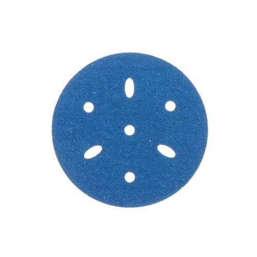 Blue Abrasive Ceramic Aluminum Oxide Hook & Loop Disc - 3" Diameter Multi-Hole Vacuum Holes - pack of 50