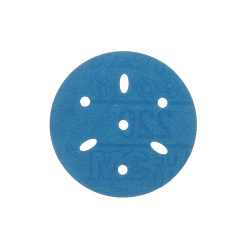 Blue Abrasive Ceramic Aluminum Oxide Hook & Loop Disc - 3" Diameter Multi-Hole Vacuum Holes - pack of 50