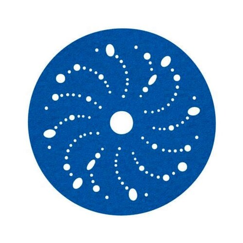 Blue Abrasive Ceramic Aluminum Oxide Hook & Loop Disc - 5" Diameter Multi-Hole Vacuum Holes - pack of 50