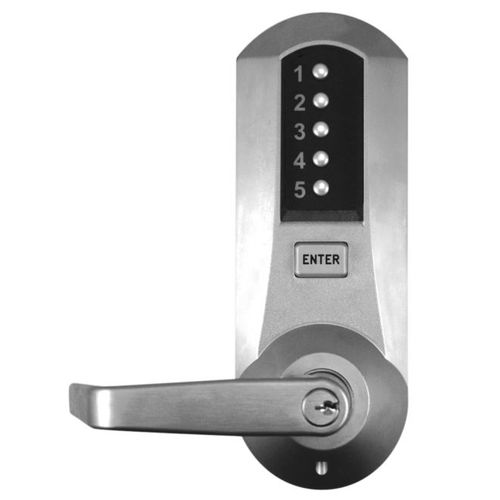 Simplex 5021BWL26D Mechanical Pushbutton Cylindrical Lock with 2-3/4" Backset, Best Prep and Winston Lever Satin Chrome Finish
