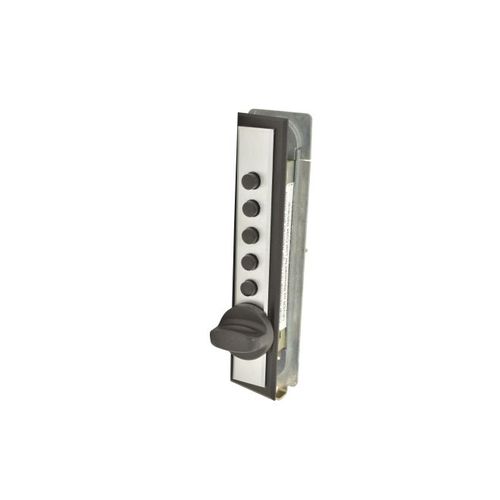 Cabinet Lock, Wood Application, End Throw, Spring Latch, with Trim, Ball Bearing Clutch Knob Satin Chrome Finish