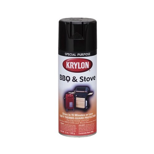 KRYLON K01618 16182 BBQ & Stove Paint Black Gloss Paint 16 oz Aerosol