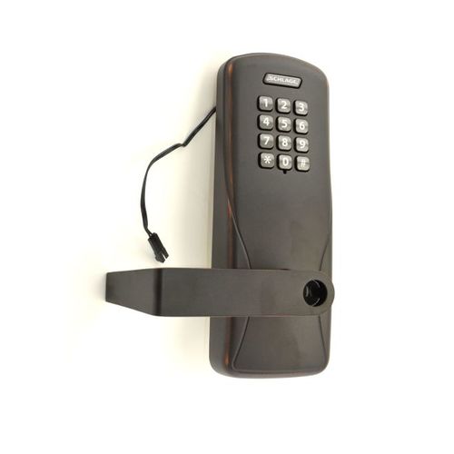 Standalone Keypad Programmable Electronic Lock Cylindrical Classroom / Storeroom Keypad Rhodes Lever with 13247 Latch and 10025 Stike with C Keyway Aged Bronze Finish