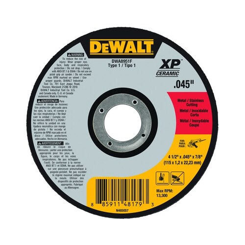 Ceramic Cut-Off Wheel - Type 1 (Straight) - 4 1/2" Diameter - 0.045" Thickness