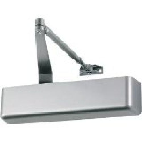 Heavy Duty Surface Door Closer with Spring Stop Arm Aluminum Finish