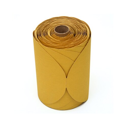 0 236U Series Abrasive Disc Roll, 6 in Dia, P120 Grit, PSA, Gold