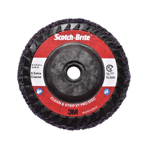 XT Pro Series Clean and Strip Disc, 4-1/2 in Dia, Extra Coarse Grade, 13300 rpm, Purple