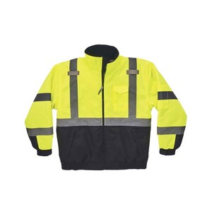 GloWear 8377 Men's 5X-Large Lime High Visibility Reflective Quilted Bomber Jacket