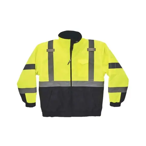 GloWear 8377 Men's Medium Lime High Visibility Reflective Quilted Bomber Jacket