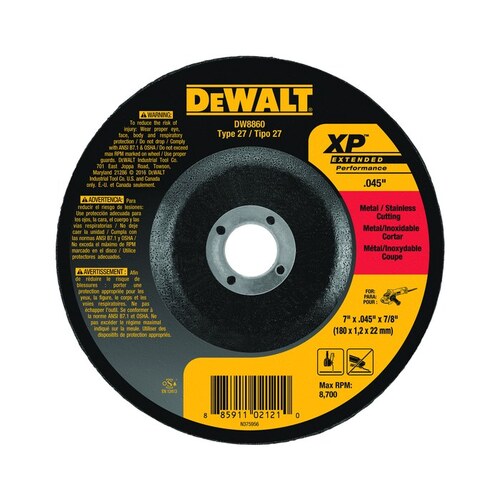 DEWALT DW8860 Zirconia Cutoff Wheel Type 1 (Straight) 7" Diameter 7/8" Center Hole .045