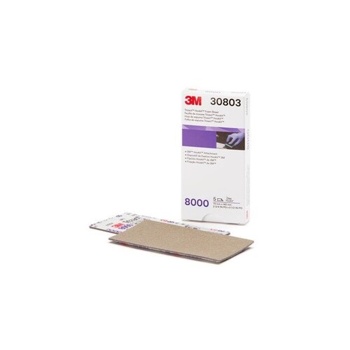 Trizact 30803 Sanding Sheet, 70 mm W x 140 mm L, 8000 Grit, Fine Grade, Silicon Carbide Abrasive, Wet/Dry