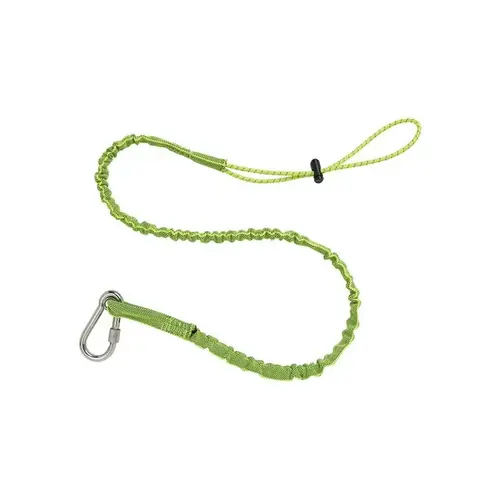 Ergodyne 3101 15 lbs. Lime Stainless Extended Single Carabiner Tool Lanyard Green