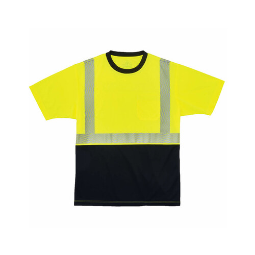 Ergodyne 8280BK GloWear Medium Hi Vis Lime/Black Front Performance T-Shirt