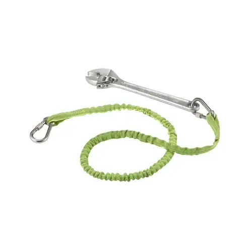 15 lbs. Lime Stainless Extended Dual Carabiner Tool Lanyard Green