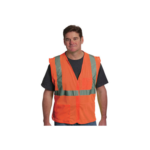 302-0702-OR Orange 4XL Polyester Mesh High-Visibility Vest - 2 Pockets - Fits 59" Chest - 30" Length
