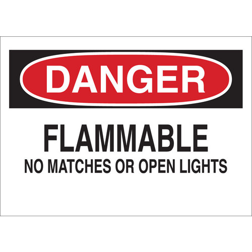 B-302 Polyester Rectangle White Flammable Material Sign - 14" Width x 10" Height - Laminated