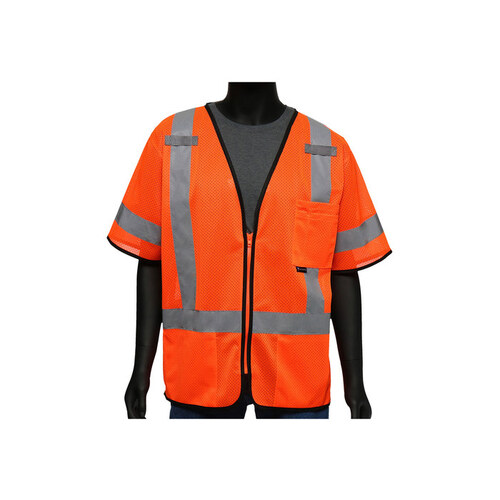 47303 Orange 3XL Polyester Mesh High-Visibility Vest - 4 Pockets