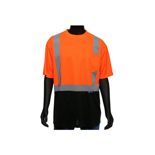 47405 Orange/Black Mesh Polyester High Visibility Shirt - T-Shirt - ANSI Class 2 Rating