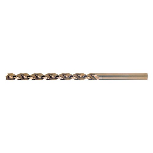 2575 #20 Wide Land Parabolic Taper Length Drill - Split 135 Point - 3.375" Spiral Flute - Right Hand Cut - 5.75" Overall Length - M42 High-Speed Steel - 8% Cobalt - 0.161" Shank - C