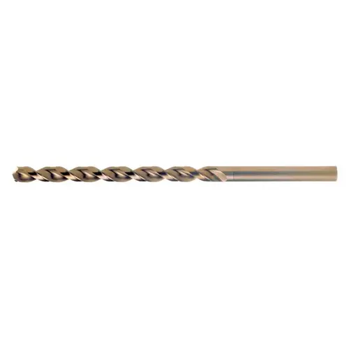 Cleveland C16786 2575 7/32" Wide Land Parabolic Taper Length Drill - Split 135 degree Point - 3.625" Spiral Flute - Right Hand Cut - 6" Overall Length - M42 High-Speed Steel - 8% Cobalt - 0.2188" Shank - C Coated