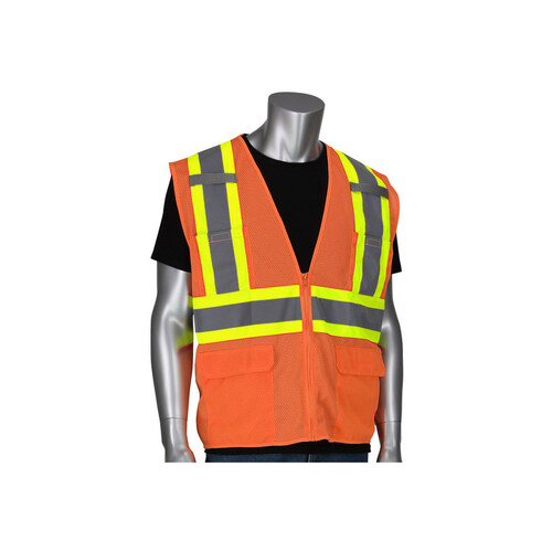 302-MVZT Orange 2XL Polyester Mesh High-Visibility Vest - 6 Pockets - Fits 54.3" Chest - 29" Length