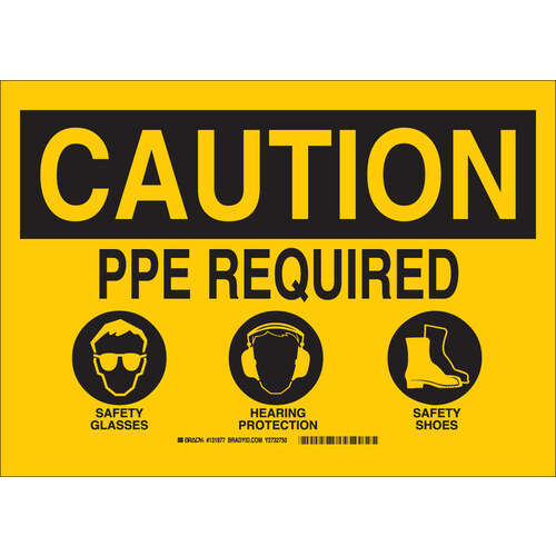 B-555 Aluminum Rectangle PPE Sign - 14" Width x 10" Height