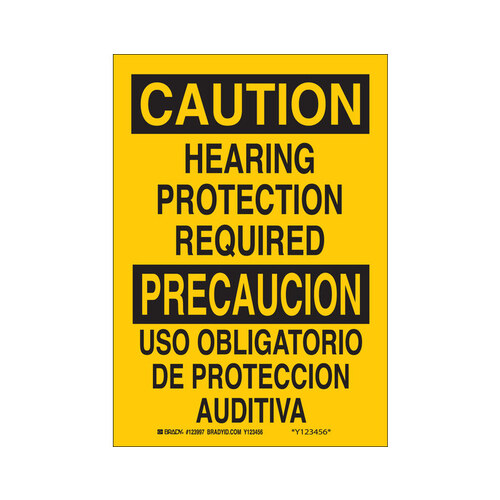 B-302 Polyester Rectangle Yellow PPE Sign - 10" Width x 7" Height - Laminated - Language English / Spanish