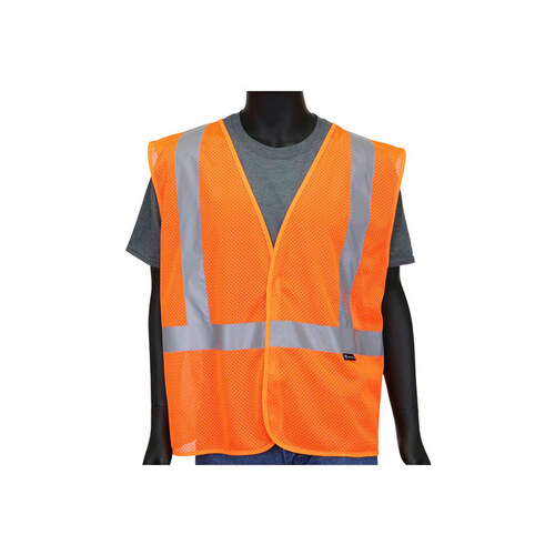 47206NP Orange Large Polyester Mesh High-Visibility Vest