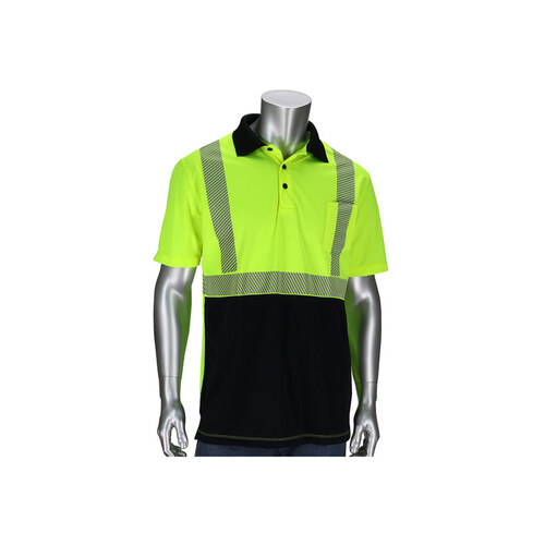 312-1500B Yellow/Black Mesh Polyester High-Visibility Shirt - T-Shirt - ANSI Class 2 Rating