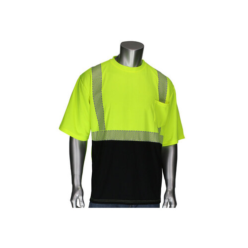 Black/Yellow Polyester High Visibility Shirt - T-Shirt - ANSI Class 3 Rating